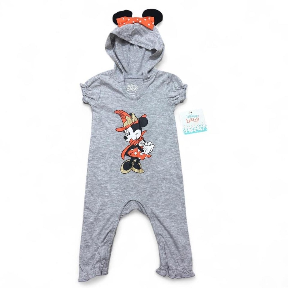 Disney Romper Baby Minnie Mouse Halloween Hooded Ears Spooky Withcy cute 3-6M